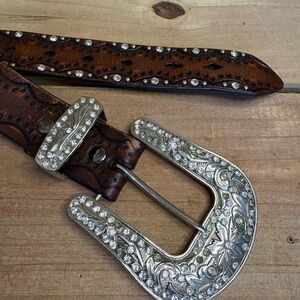 Ariat Brown Leather Belt with Silver Buckle